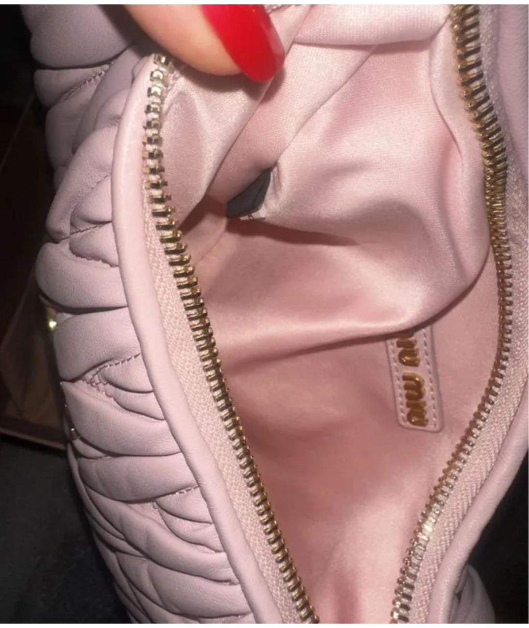 MIU MIU Розовая кожаная сумка с короткими ручками, фото 4