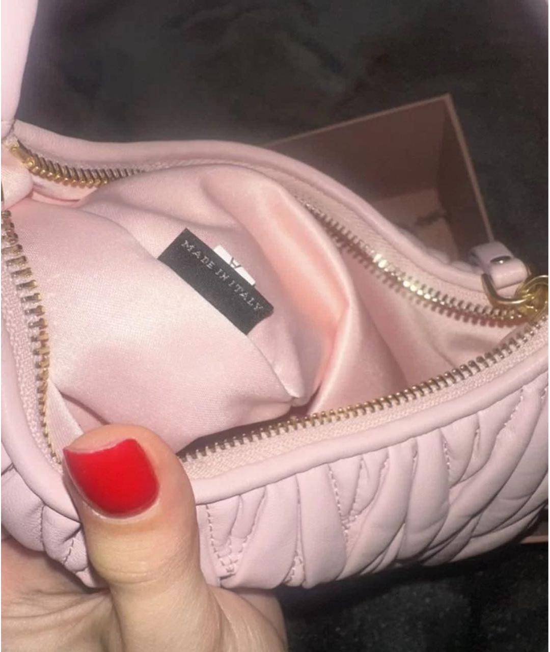 MIU MIU Розовая кожаная сумка с короткими ручками, фото 6