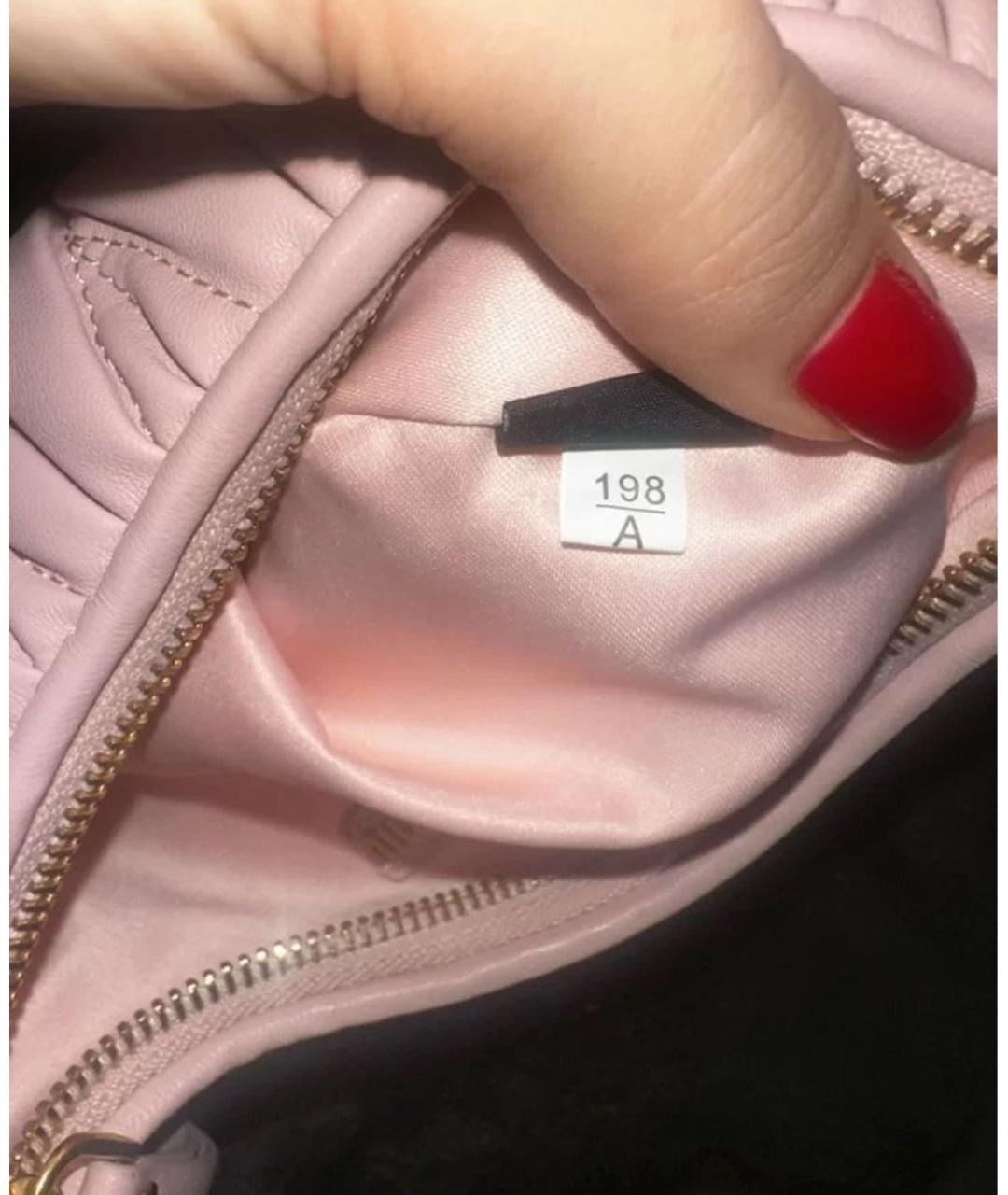 MIU MIU Розовая кожаная сумка с короткими ручками, фото 5