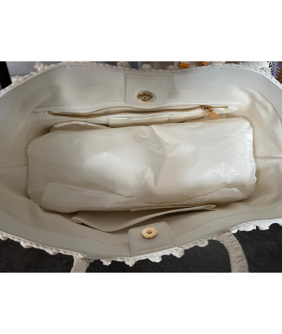 DOLCE&GABBANA Белая пелетеная сумка тоут, фото 4