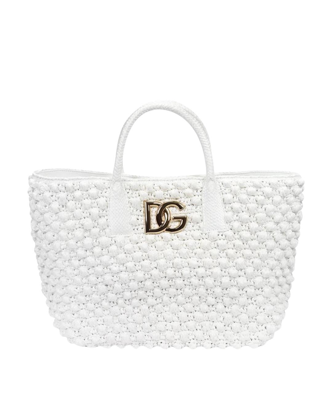 DOLCE&GABBANA Белая пелетеная сумка тоут, фото 1