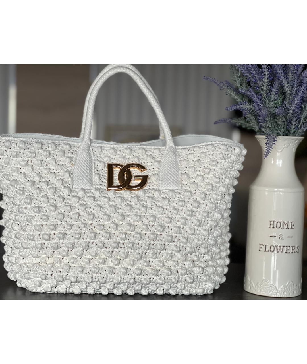 DOLCE&GABBANA Белая пелетеная сумка тоут, фото 2