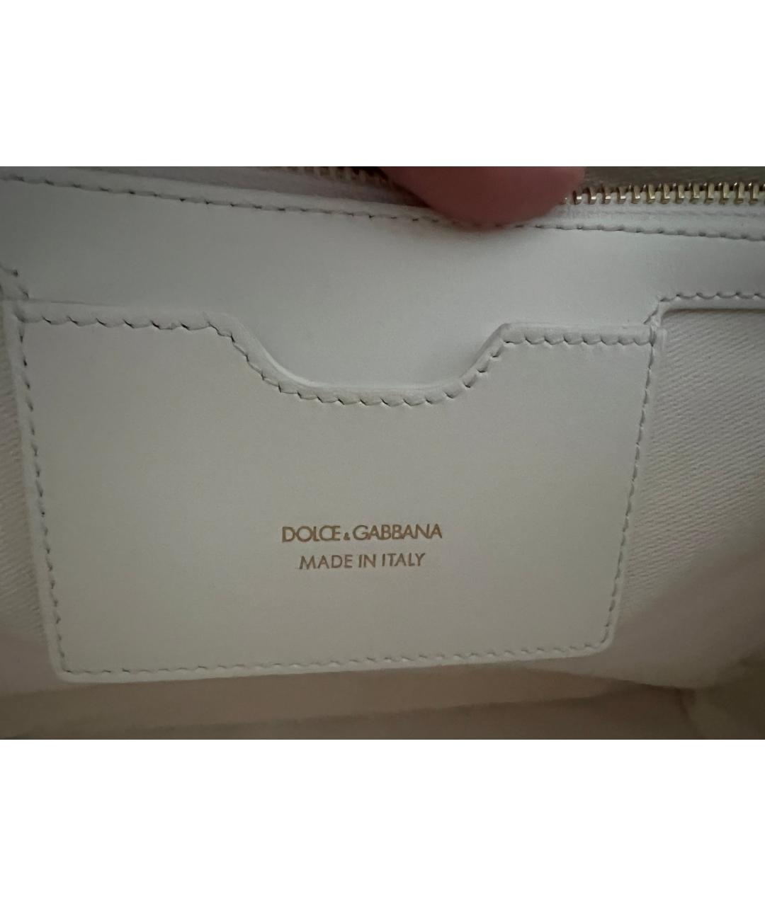 DOLCE&GABBANA Белая пелетеная сумка тоут, фото 5