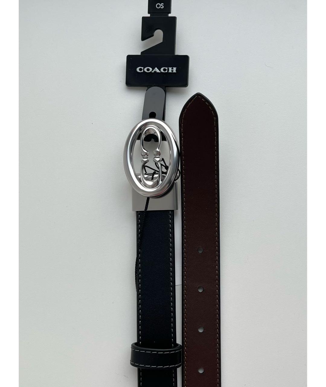 COACH Черный кожаный ремень, фото 5