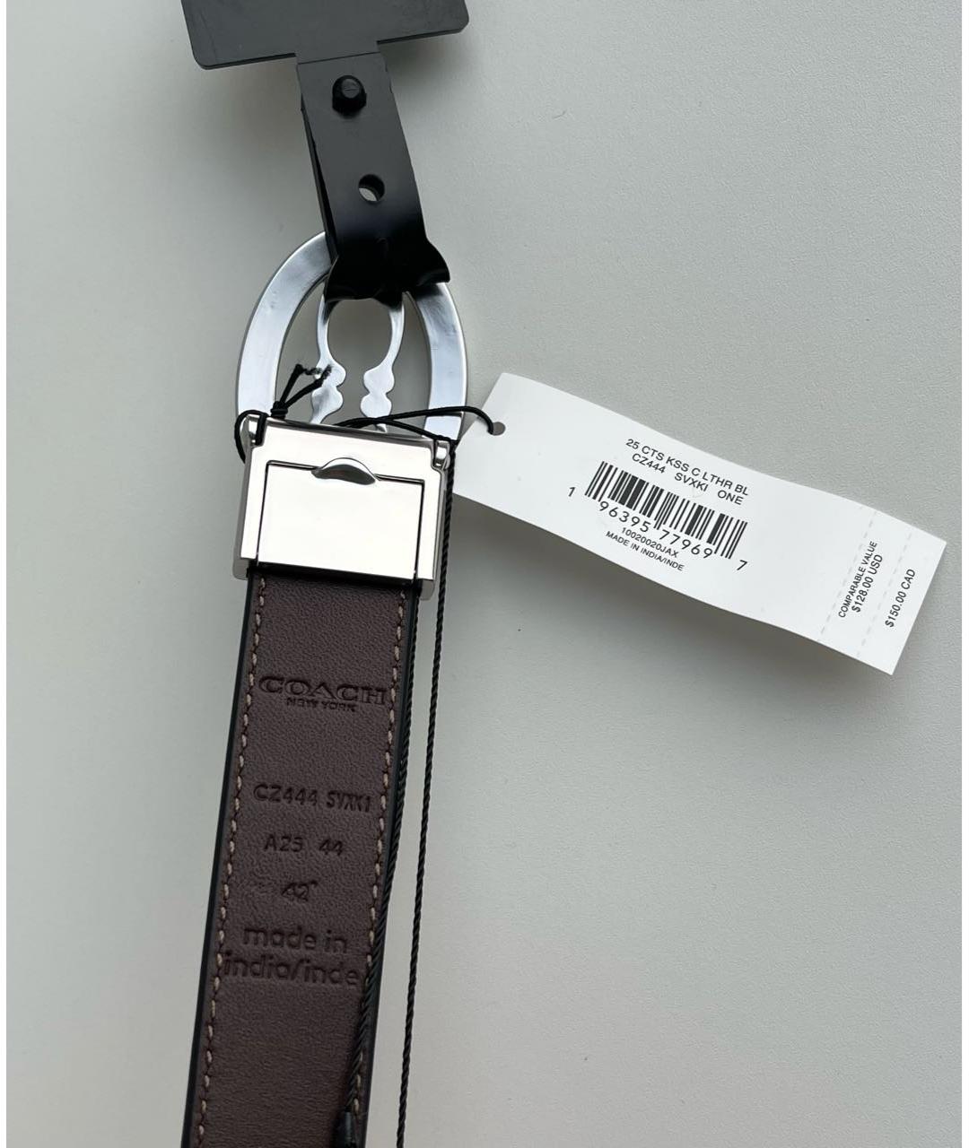 COACH Черный кожаный ремень, фото 3
