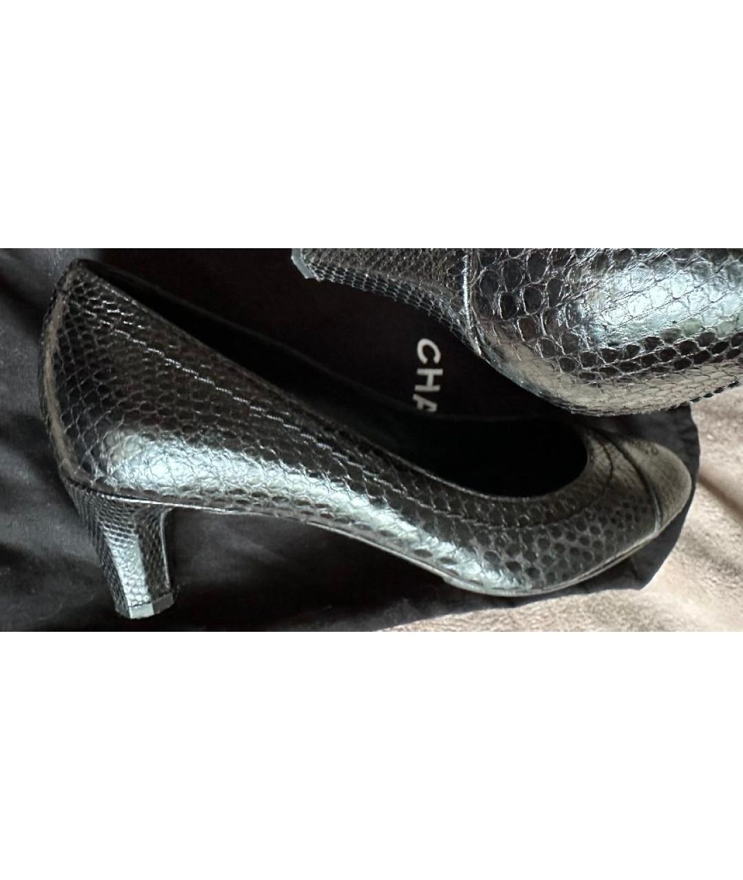 CHANEL Черные туфли из экзотической кожи, фото 6