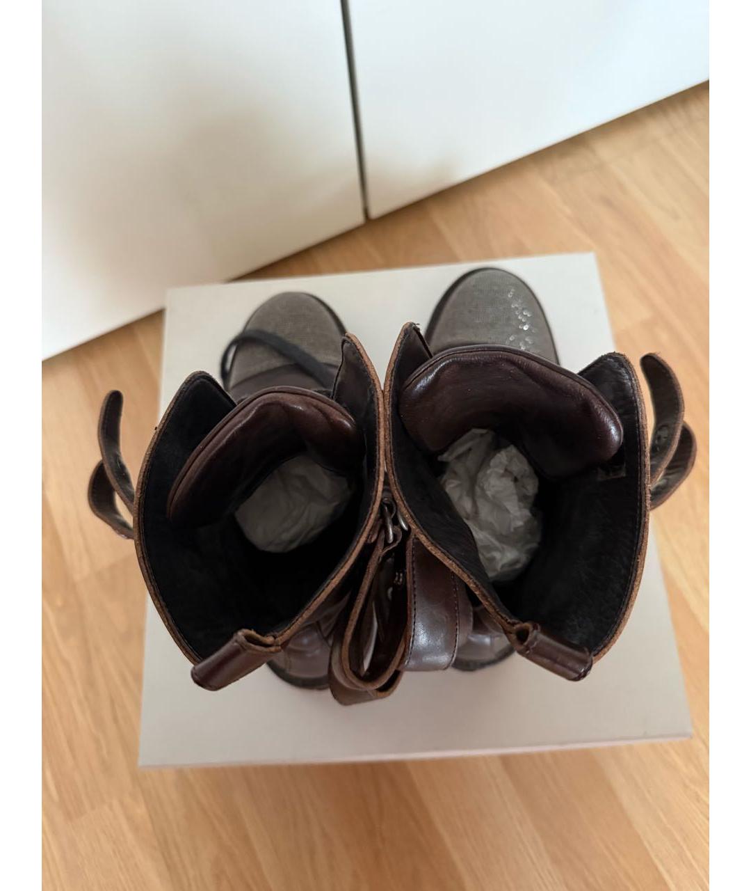 BRUNELLO CUCINELLI Коричневые кожаные ботинки, фото 3