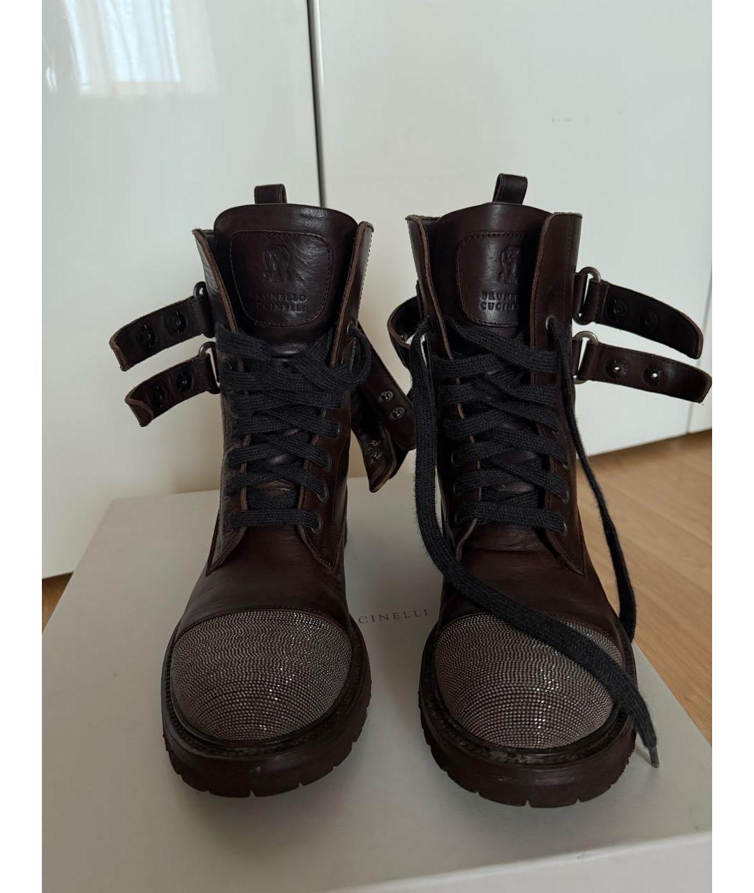 BRUNELLO CUCINELLI Коричневые кожаные ботинки, фото 2