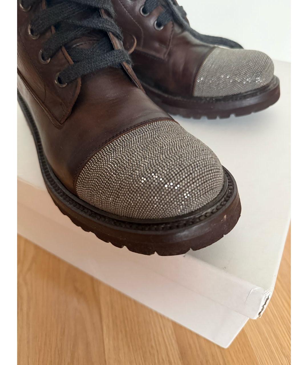 BRUNELLO CUCINELLI Коричневые кожаные ботинки, фото 6