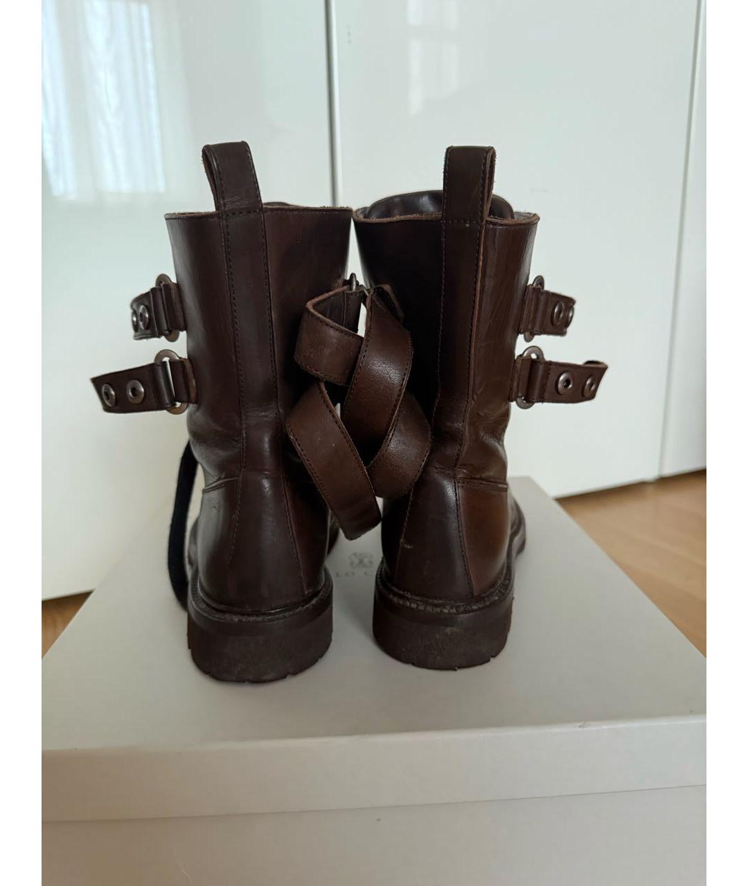 BRUNELLO CUCINELLI Коричневые кожаные ботинки, фото 4