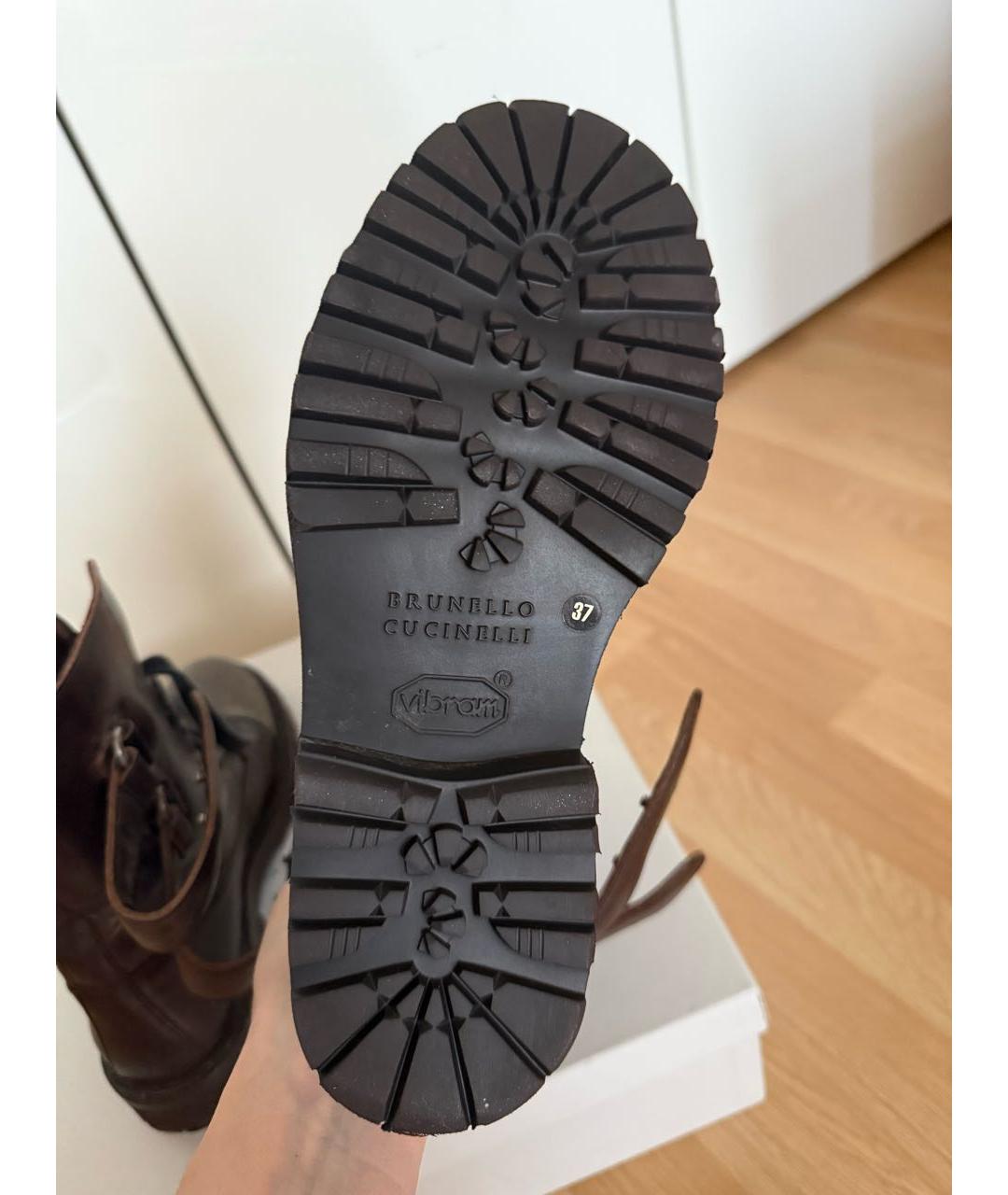 BRUNELLO CUCINELLI Коричневые кожаные ботинки, фото 5