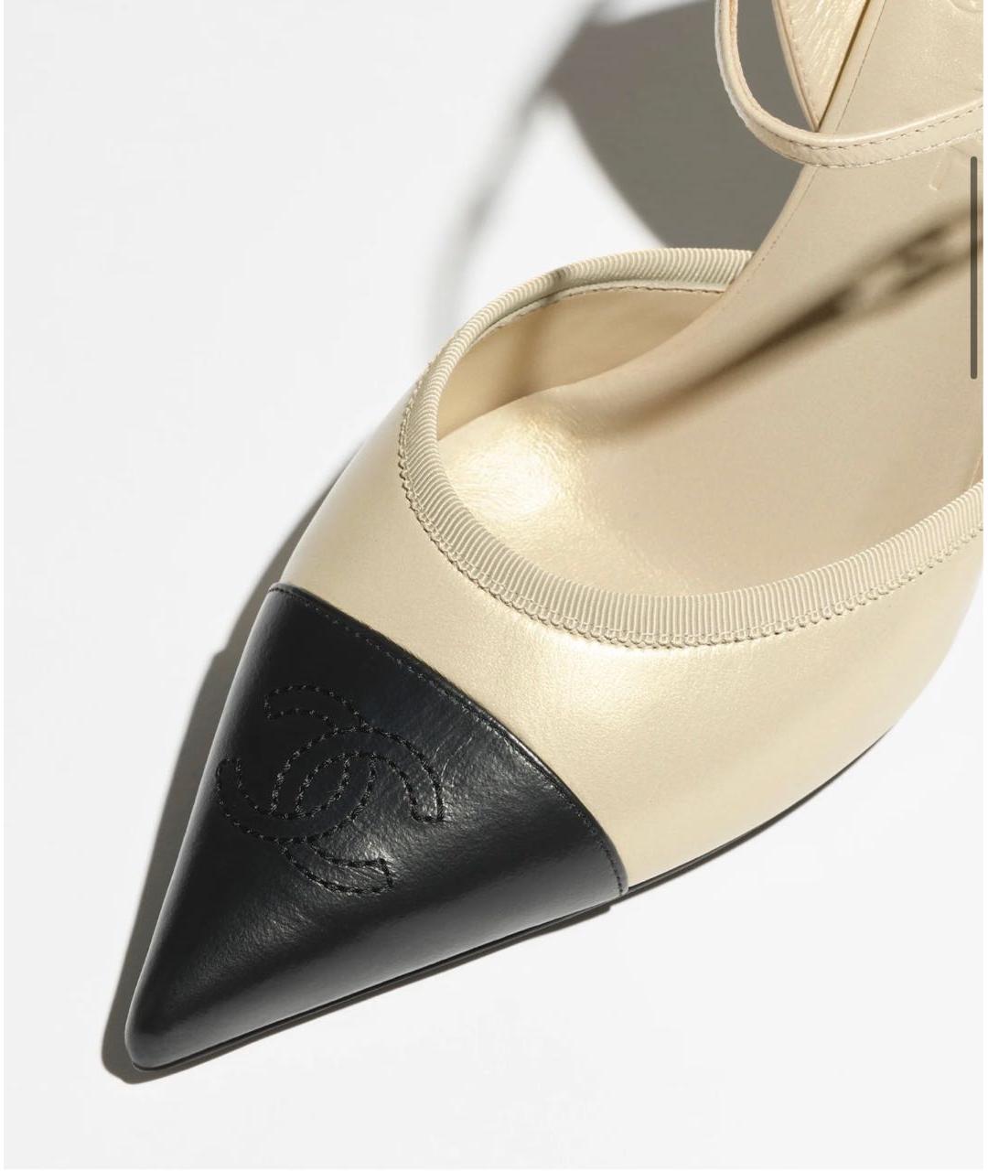 CHANEL Бежевые кожаные туфли, фото 3