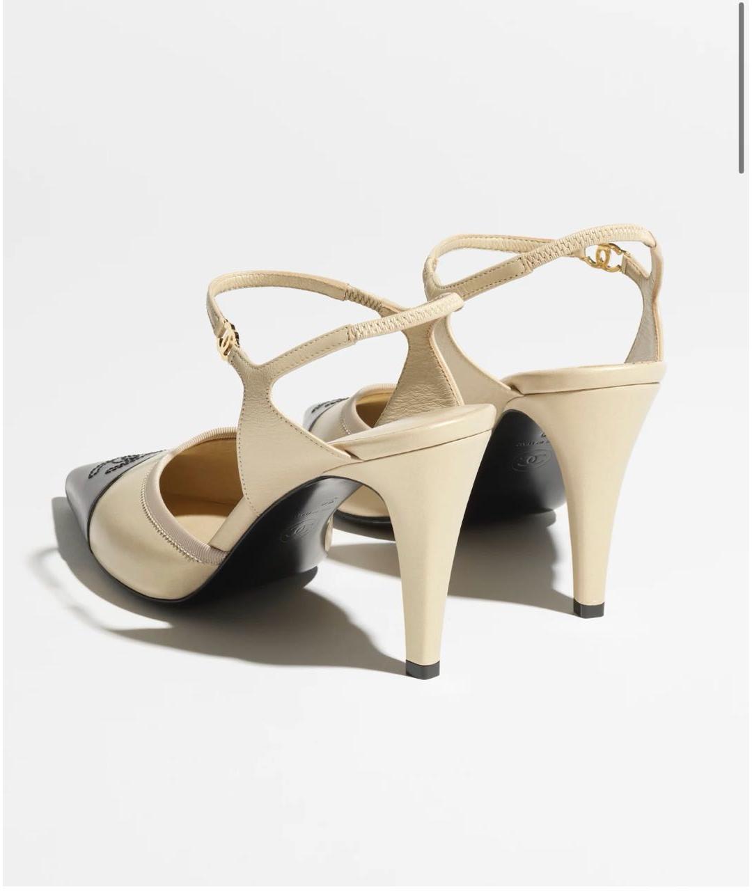 CHANEL Бежевые кожаные туфли, фото 2