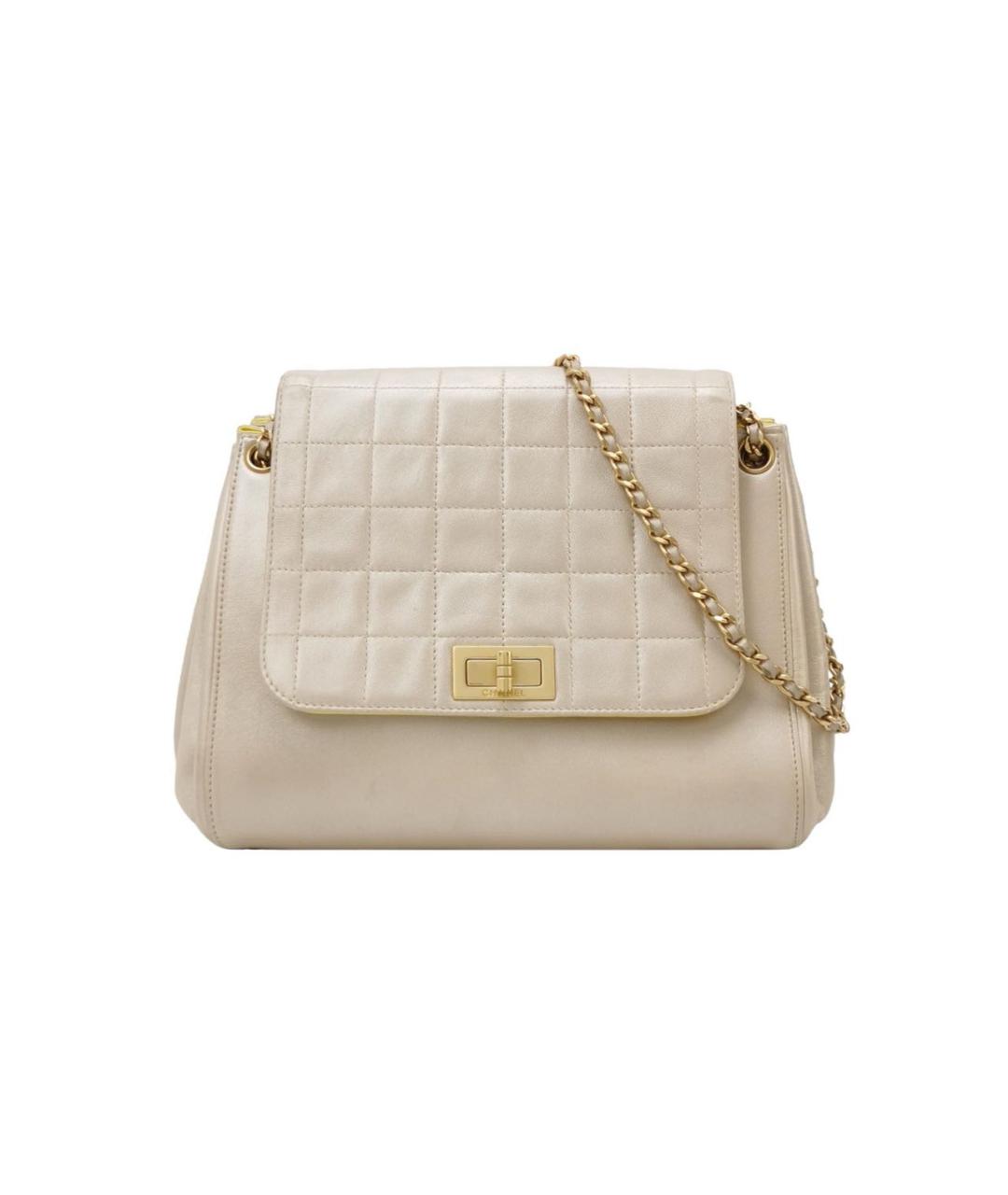 CHANEL Бежевая кожаная сумка с короткими ручками, фото 8