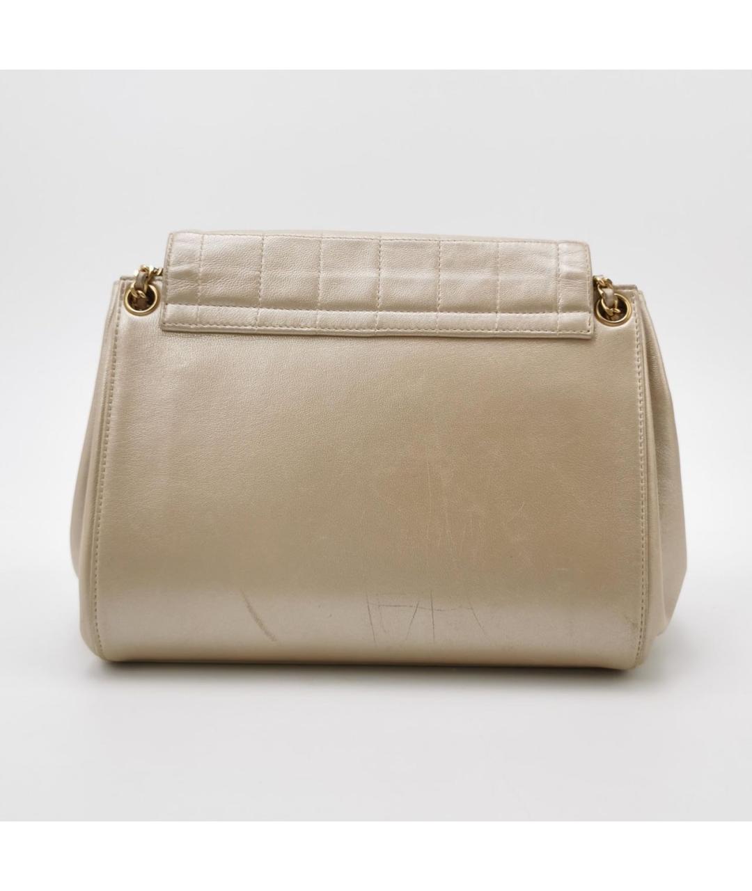 CHANEL Бежевая кожаная сумка с короткими ручками, фото 4