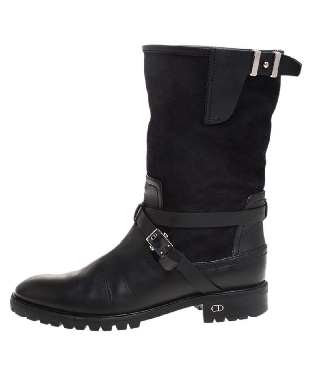 CHRISTIAN DIOR Черные кожаные сапоги, фото 3