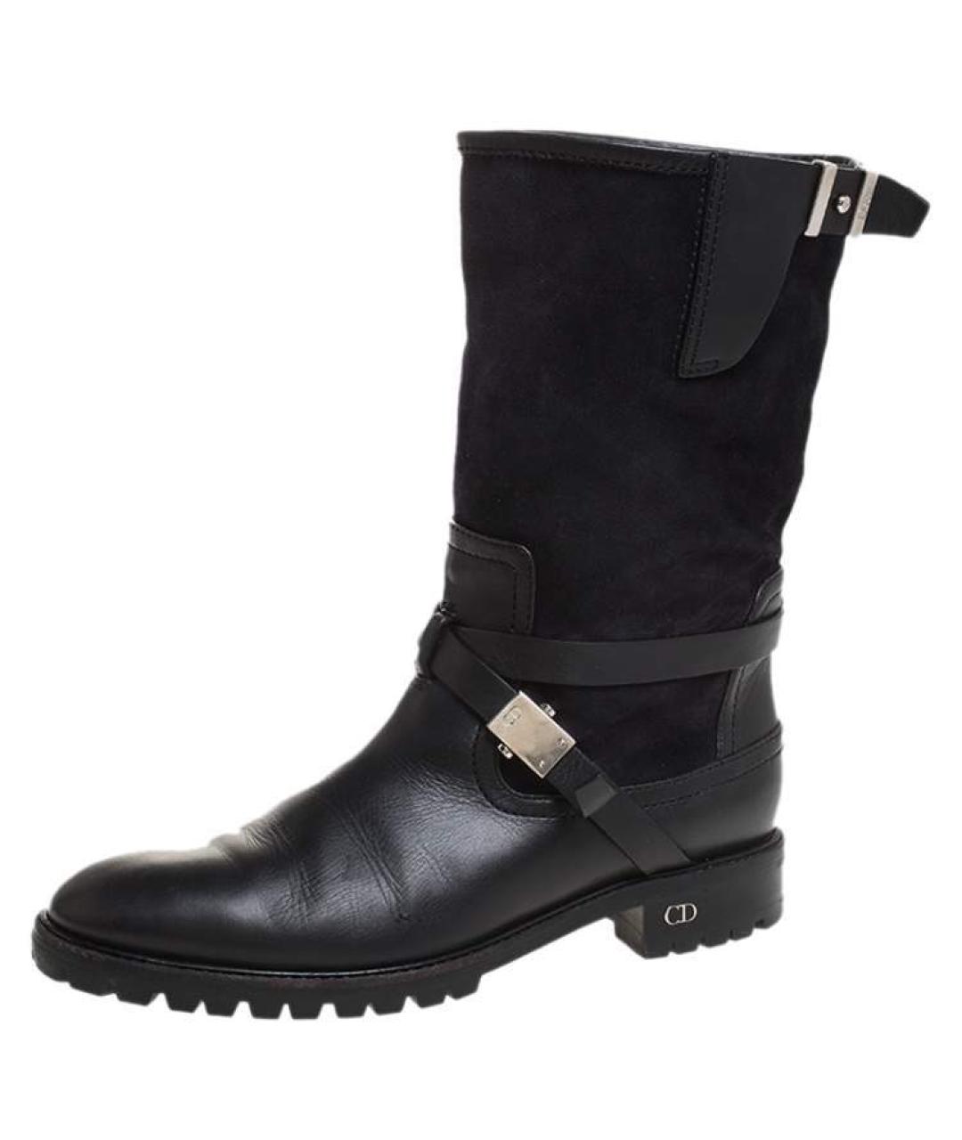 CHRISTIAN DIOR Черные кожаные сапоги, фото 2