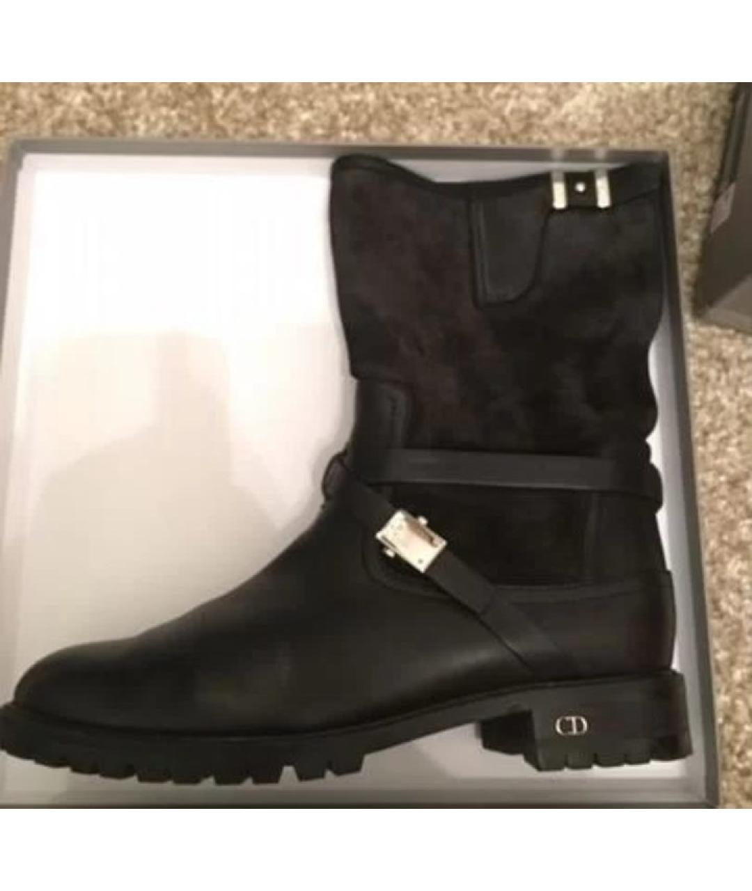 CHRISTIAN DIOR Черные кожаные сапоги, фото 7