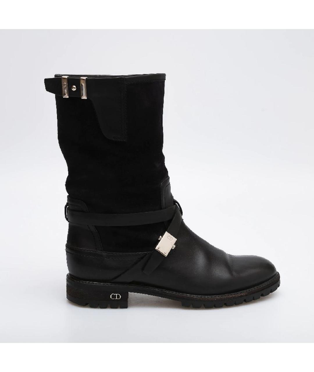 CHRISTIAN DIOR Черные кожаные сапоги, фото 10