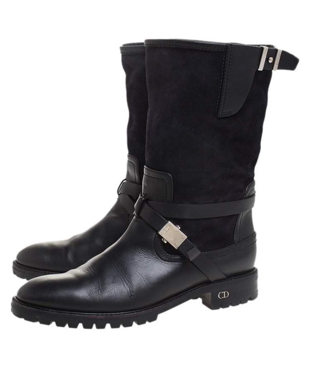 CHRISTIAN DIOR Черные кожаные сапоги, фото 4