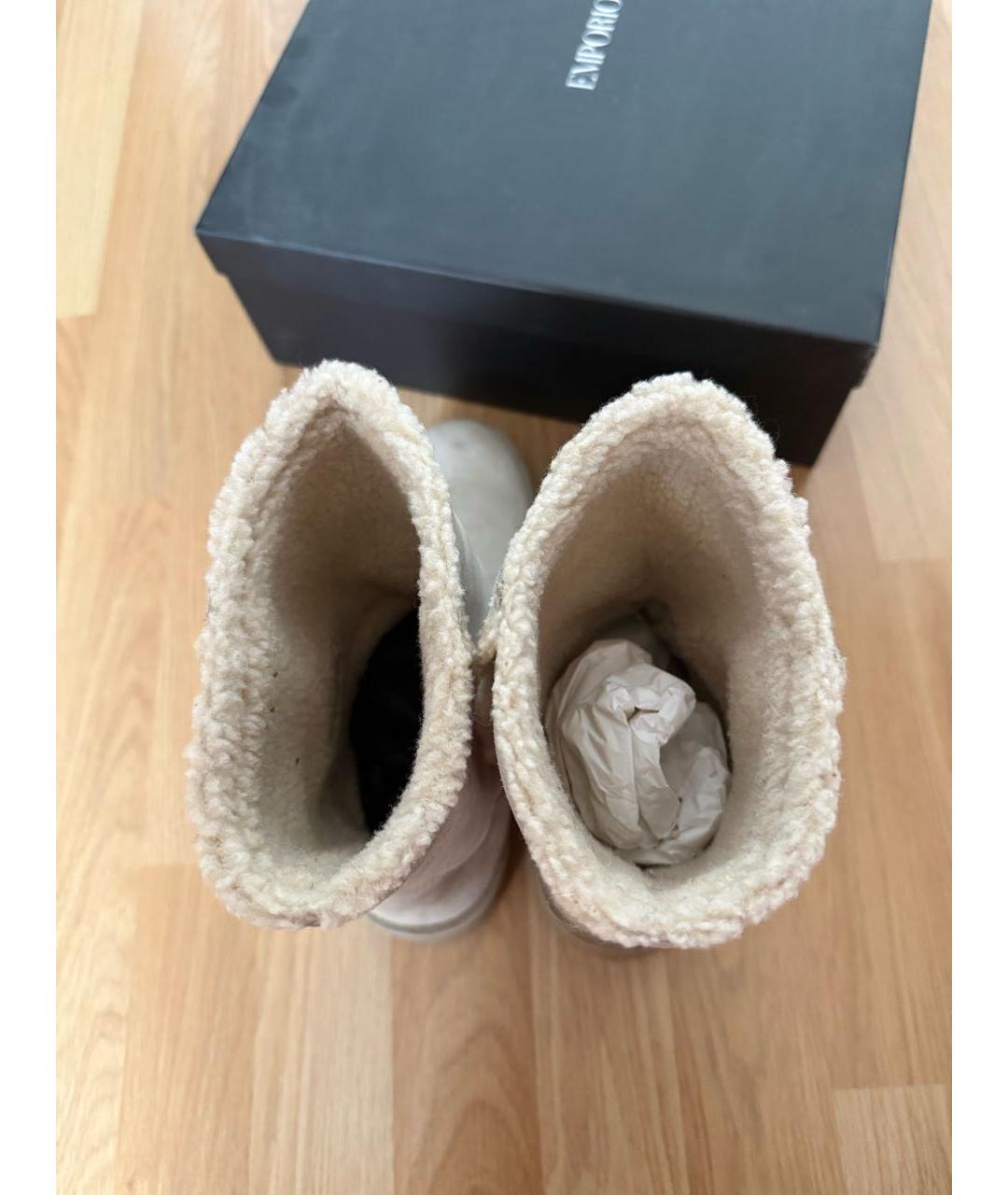 EMPORIO ARMANI Бежевые замшевые ботинки, фото 3