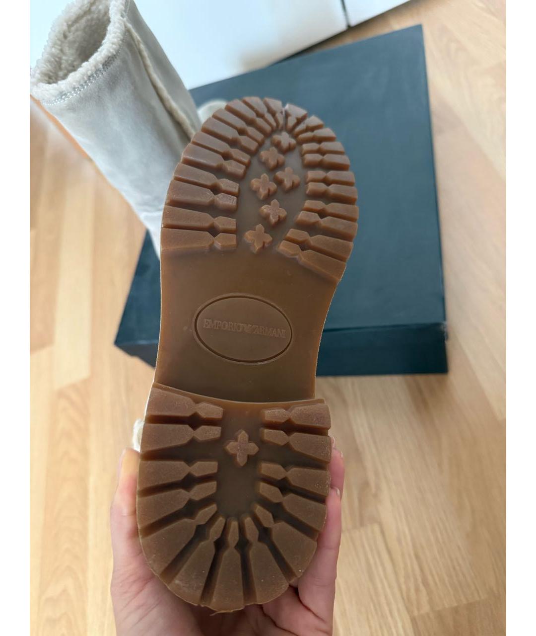 EMPORIO ARMANI Бежевые замшевые ботинки, фото 5