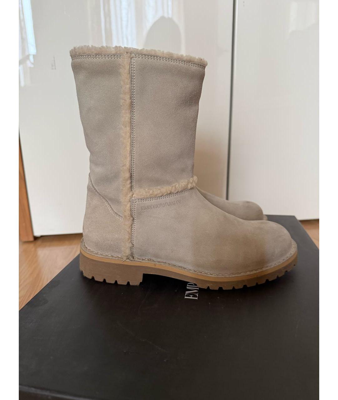 EMPORIO ARMANI Бежевые замшевые ботинки, фото 9