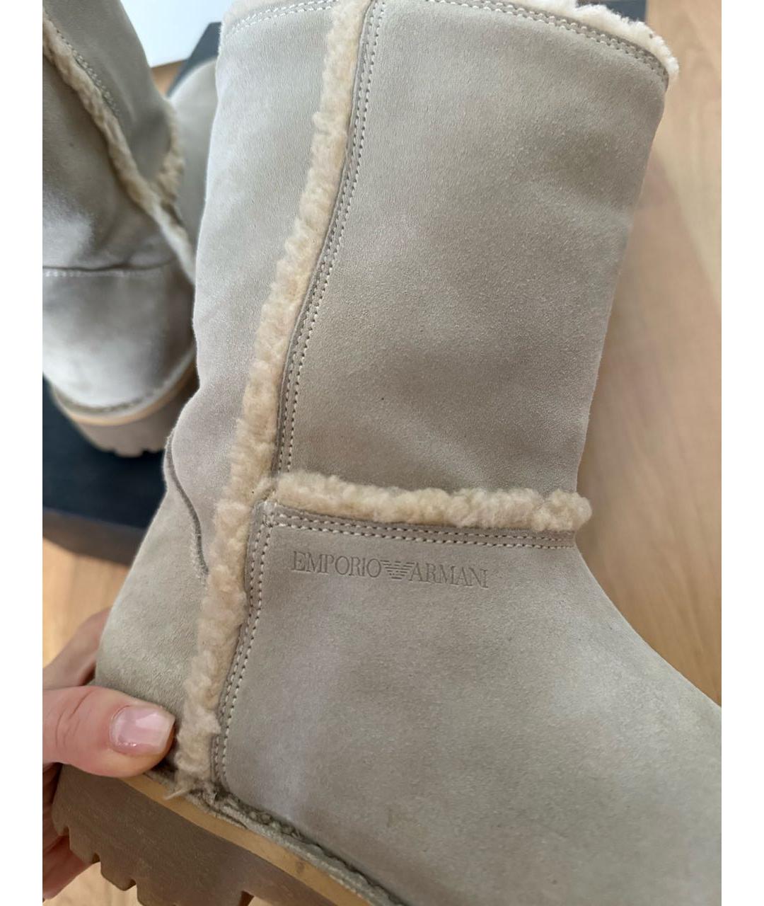 EMPORIO ARMANI Бежевые замшевые ботинки, фото 6