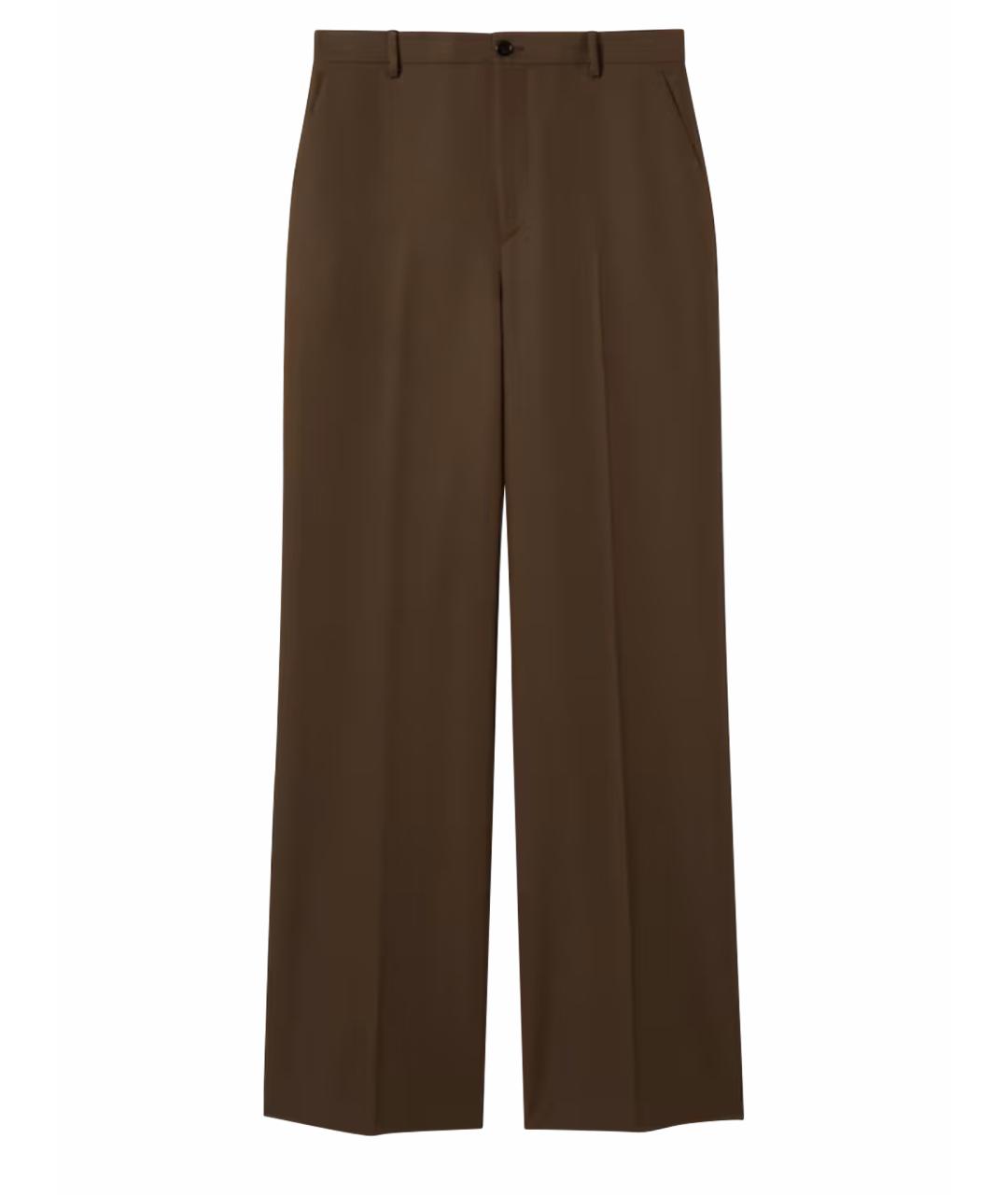 GUCCI Коричневые полиэстеровые прямые брюки, фото 1