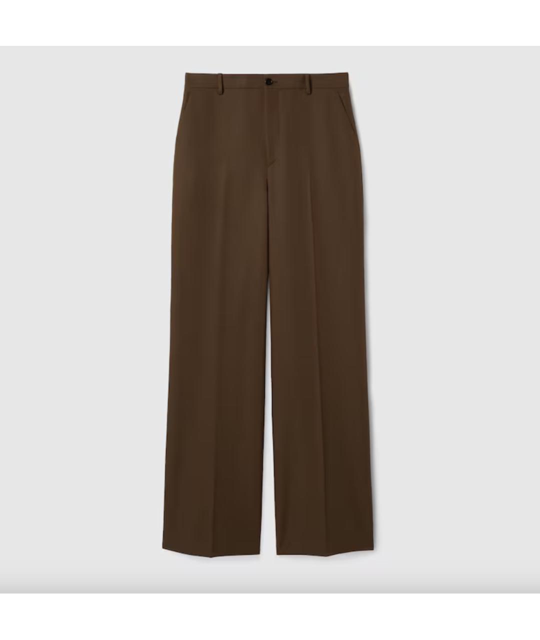 GUCCI Коричневые полиэстеровые прямые брюки, фото 5