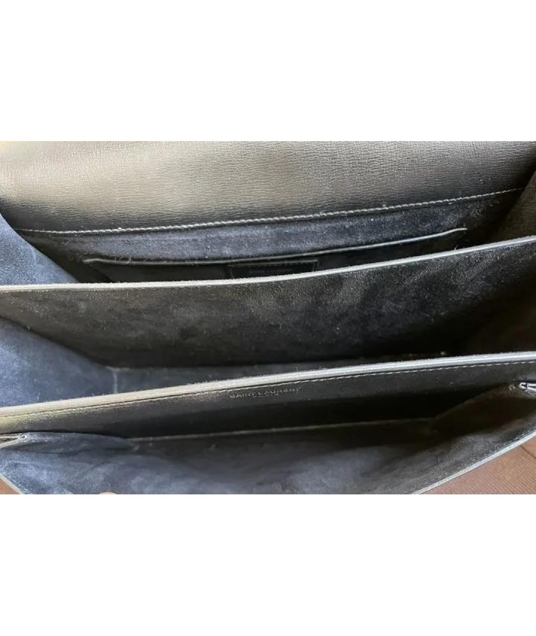 SAINT LAURENT Черная кожаная сумка через плечо, фото 7
