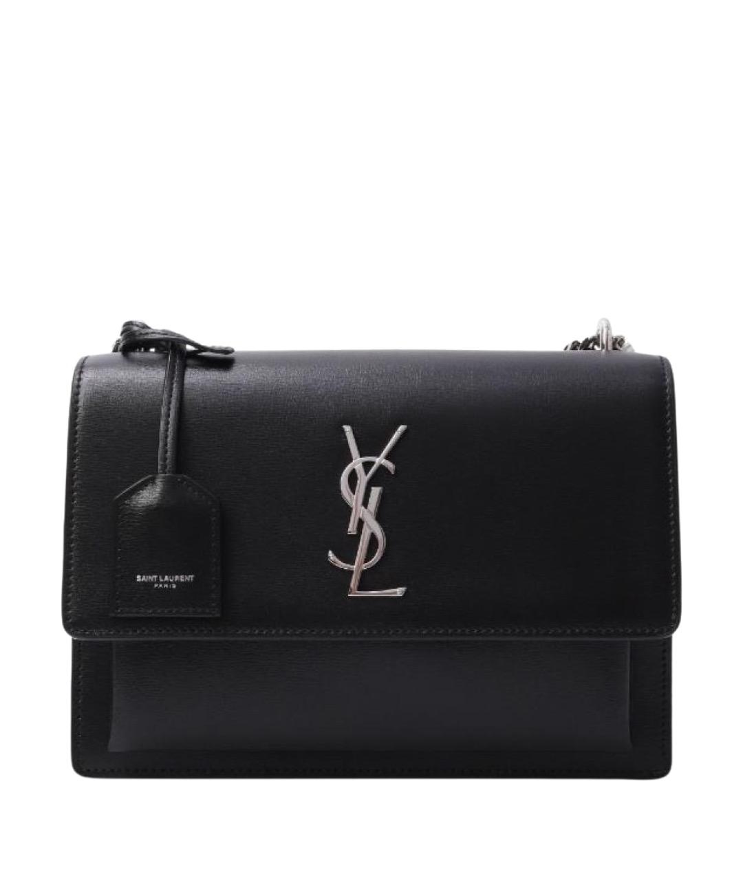 SAINT LAURENT Черная кожаная сумка через плечо, фото 1