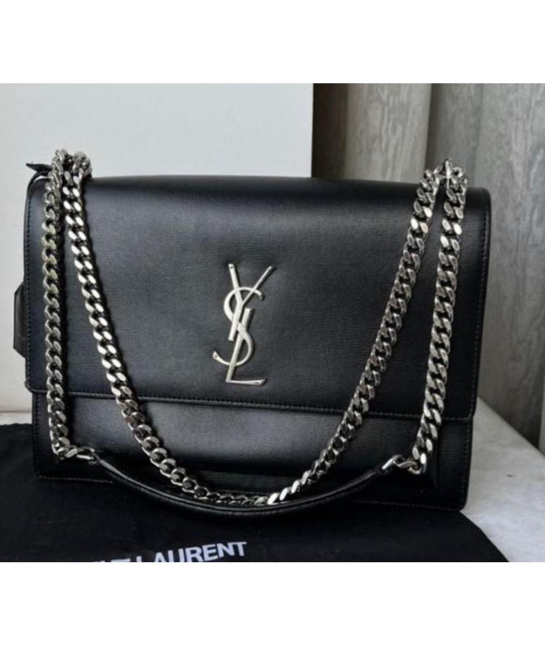 SAINT LAURENT Черная кожаная сумка через плечо, фото 3