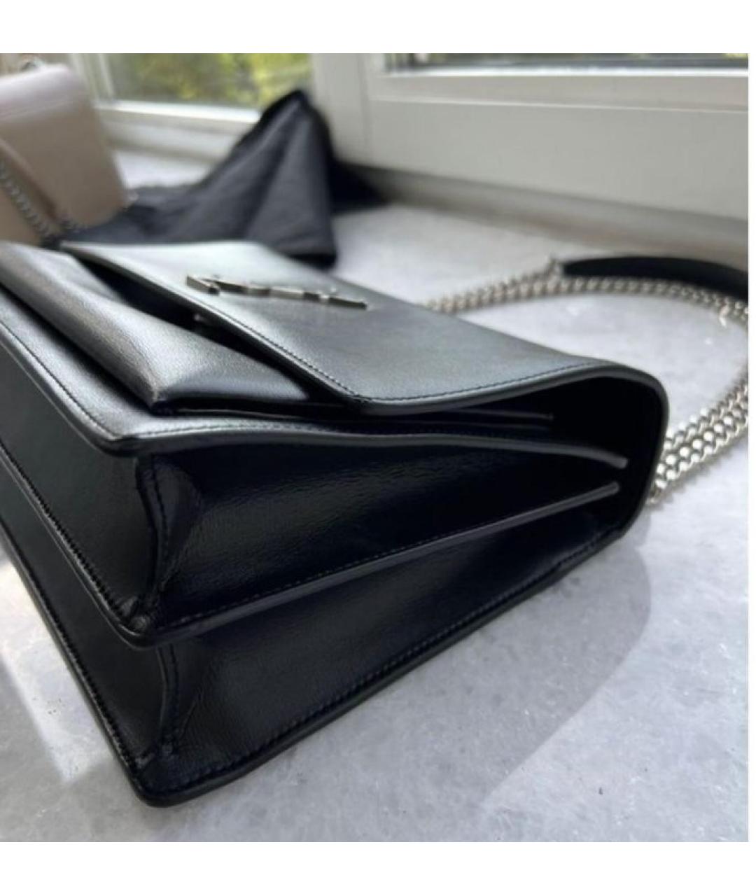 SAINT LAURENT Черная кожаная сумка через плечо, фото 5