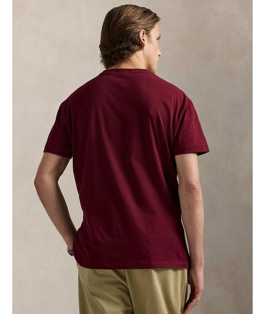 POLO RALPH LAUREN Бордовая хлопковая футболка, фото 3
