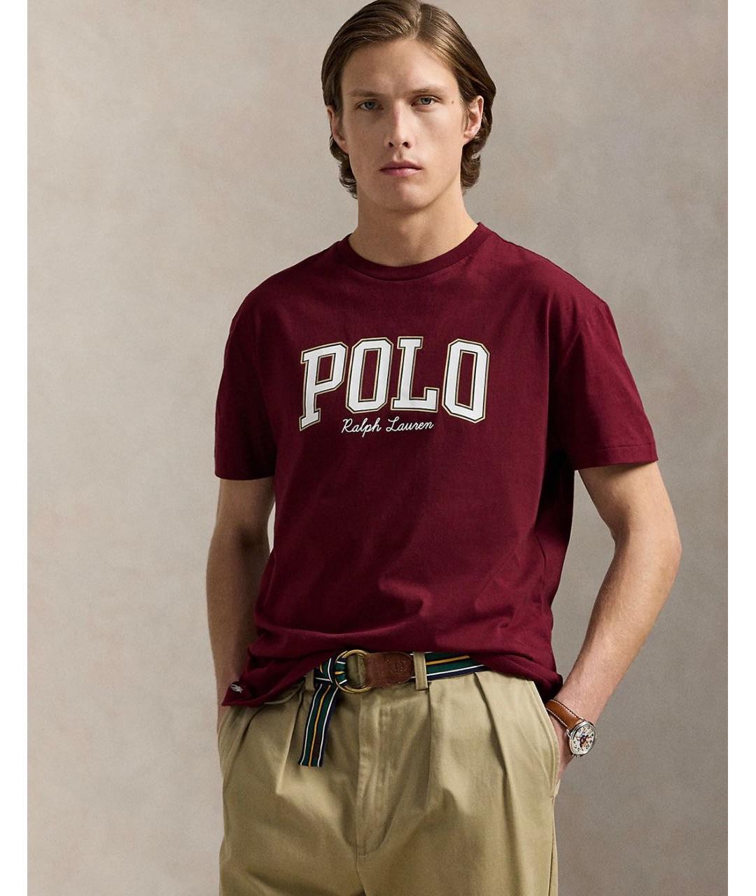 POLO RALPH LAUREN Бордовая хлопковая футболка, фото 2