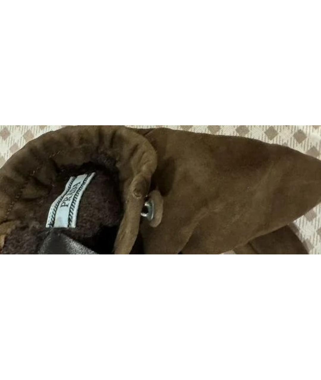 PRADA Коричневые кожаные перчатки, фото 6