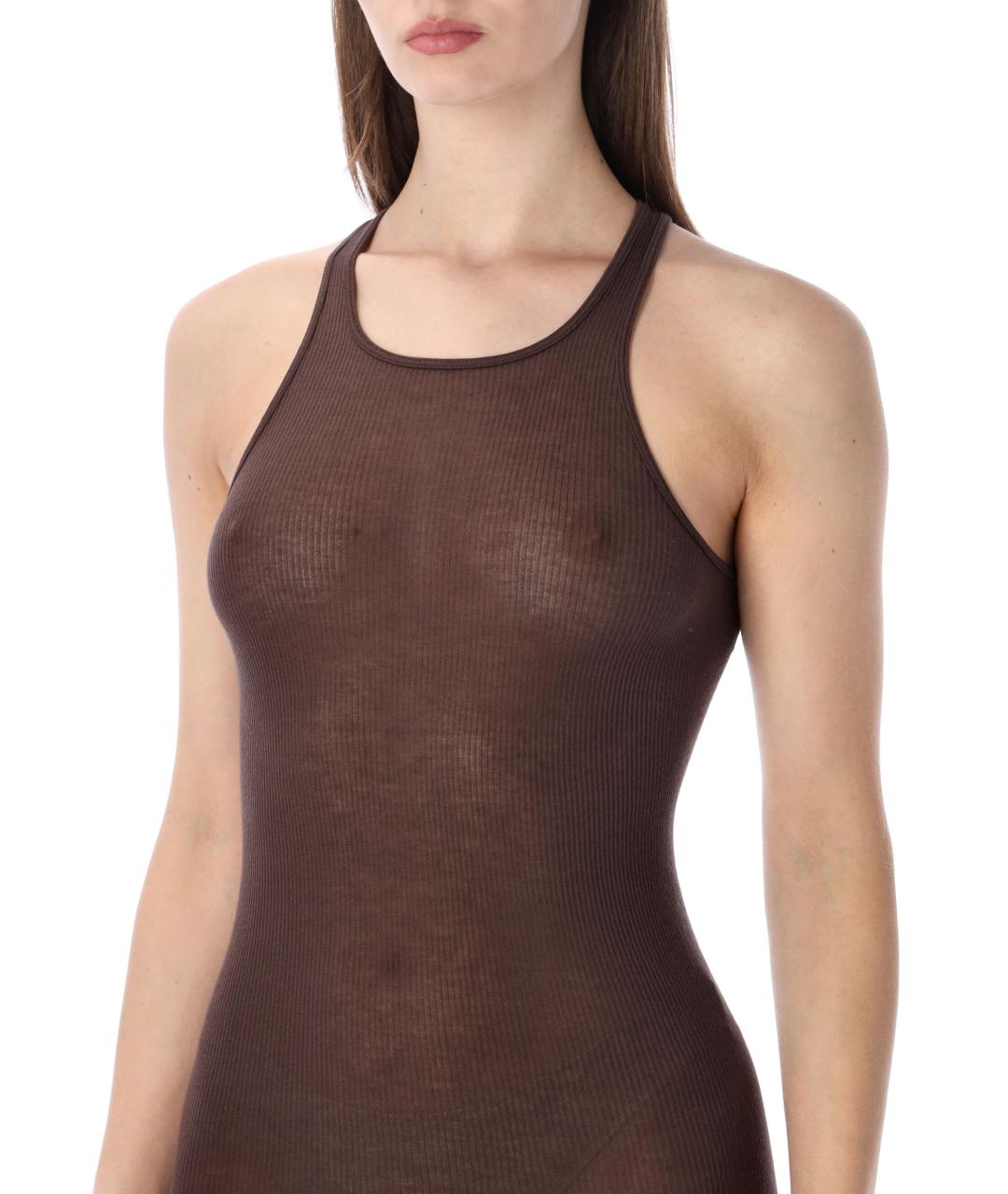 RICK OWENS Коричневое вискозное платье, фото 3