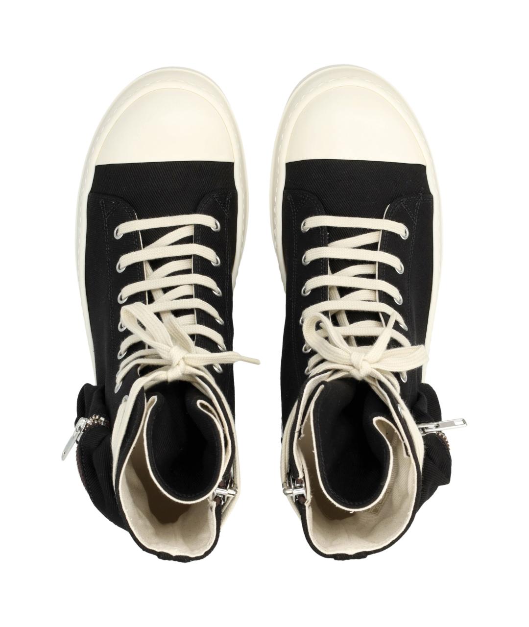 RICK OWENS DRKSHDW Черные текстильные низкие кроссовки / кеды, фото 2