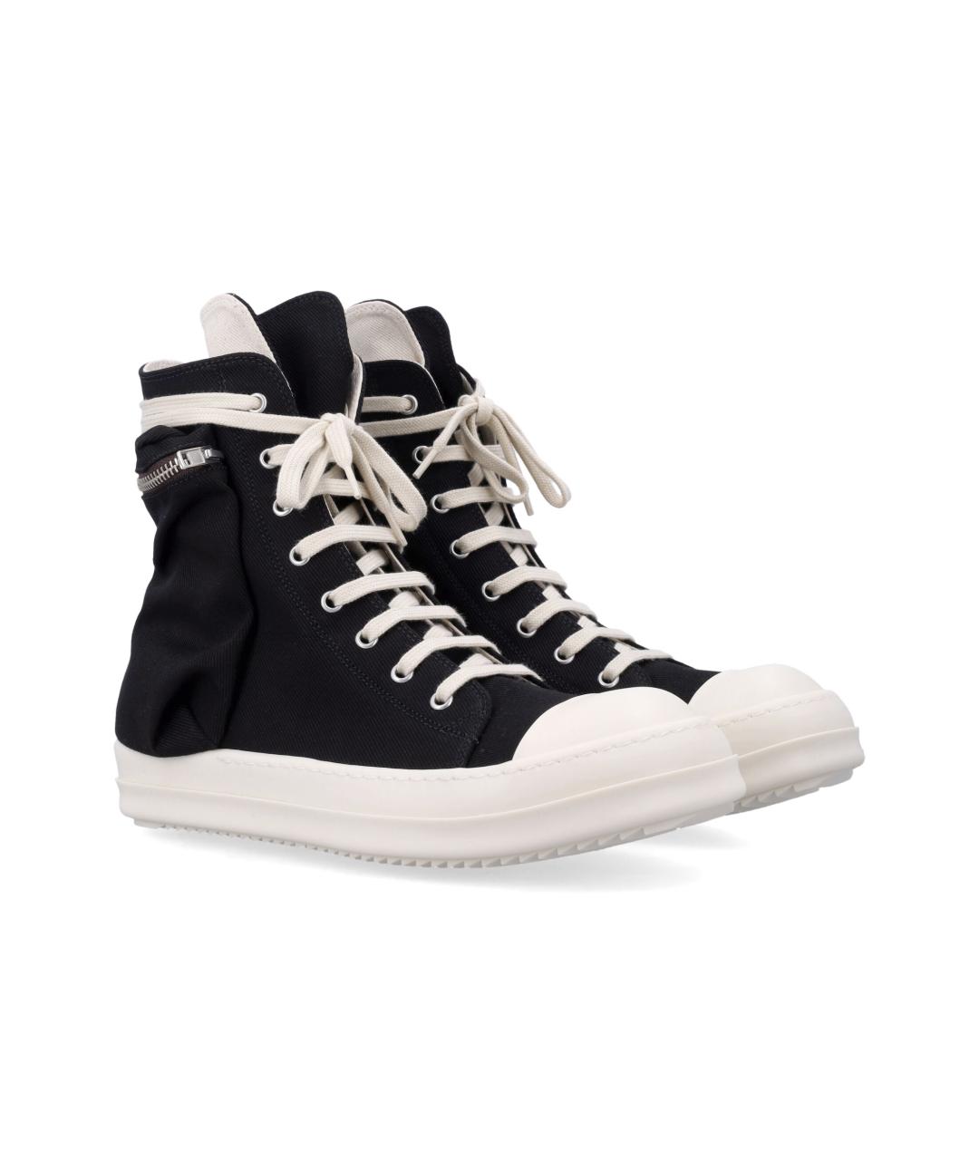 RICK OWENS DRKSHDW Черные текстильные низкие кроссовки / кеды, фото 3