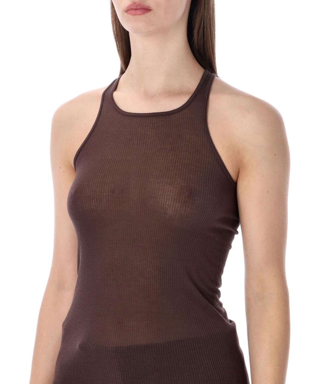 RICK OWENS Коричневая вискозная майка, фото 3