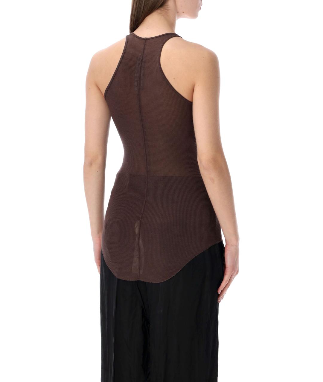 RICK OWENS Коричневая вискозная майка, фото 2