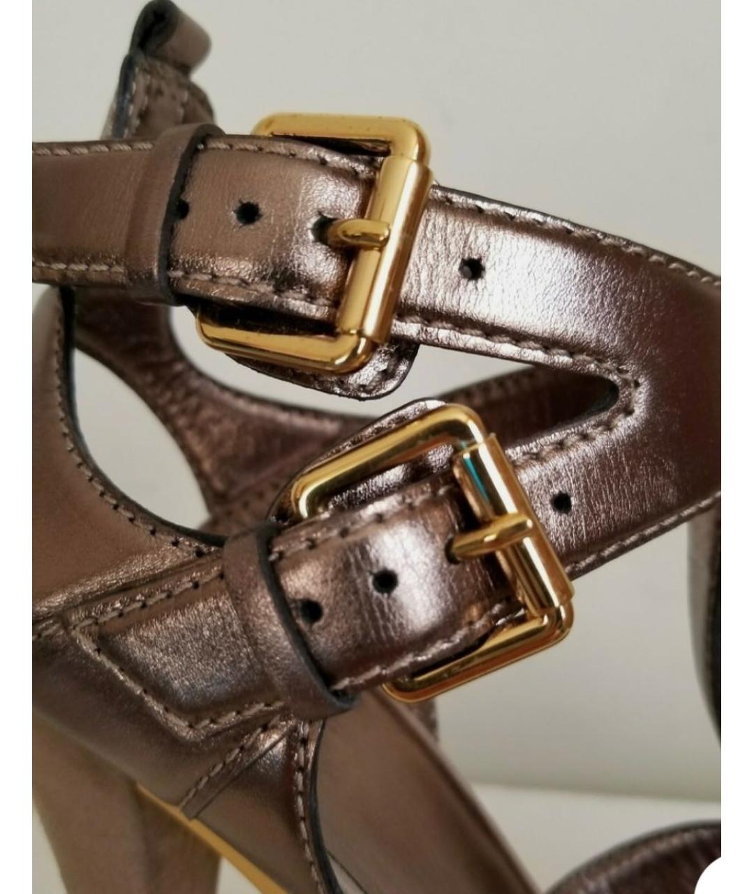 GUCCI Бежевые кожаные босоножки, фото 5