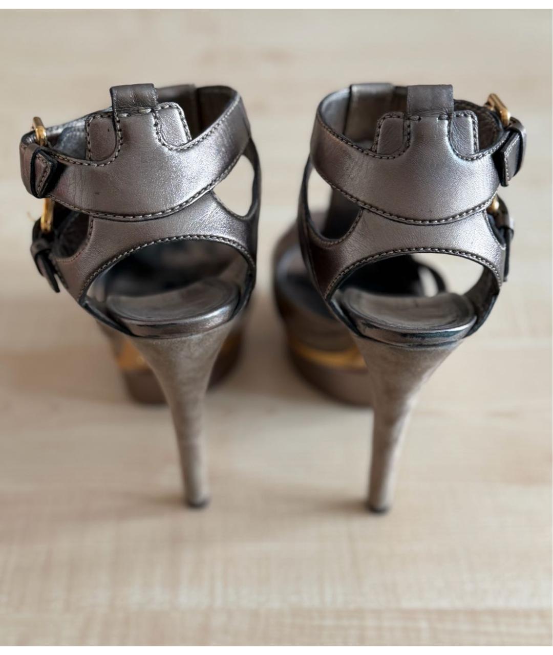 GUCCI Бежевые кожаные босоножки, фото 3