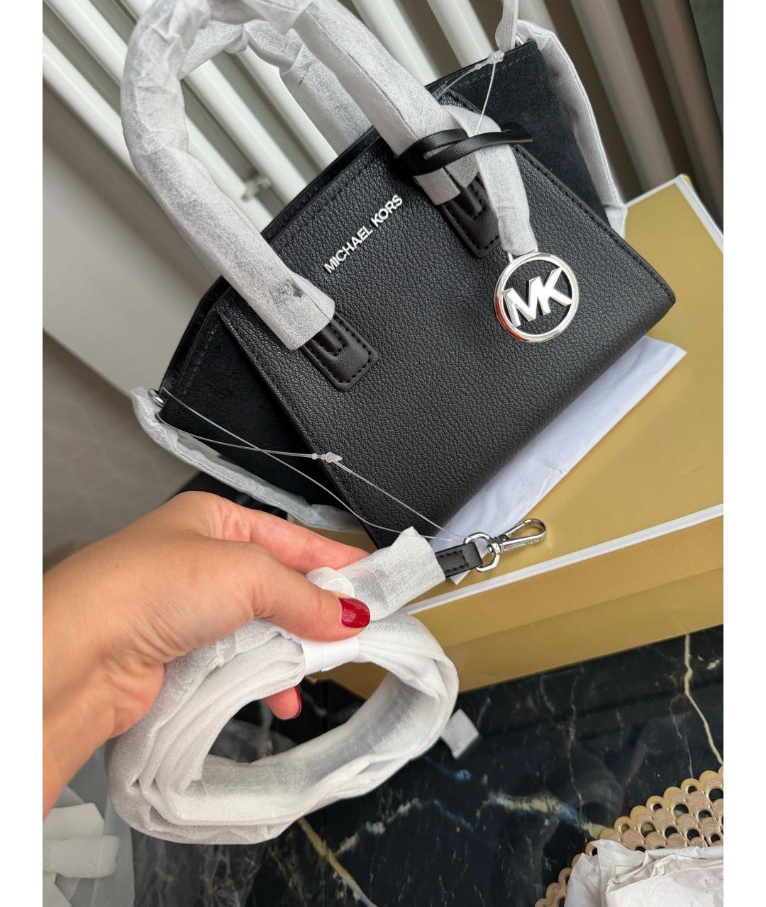 MICHAEL KORS Черная кожаная сумка через плечо, фото 3