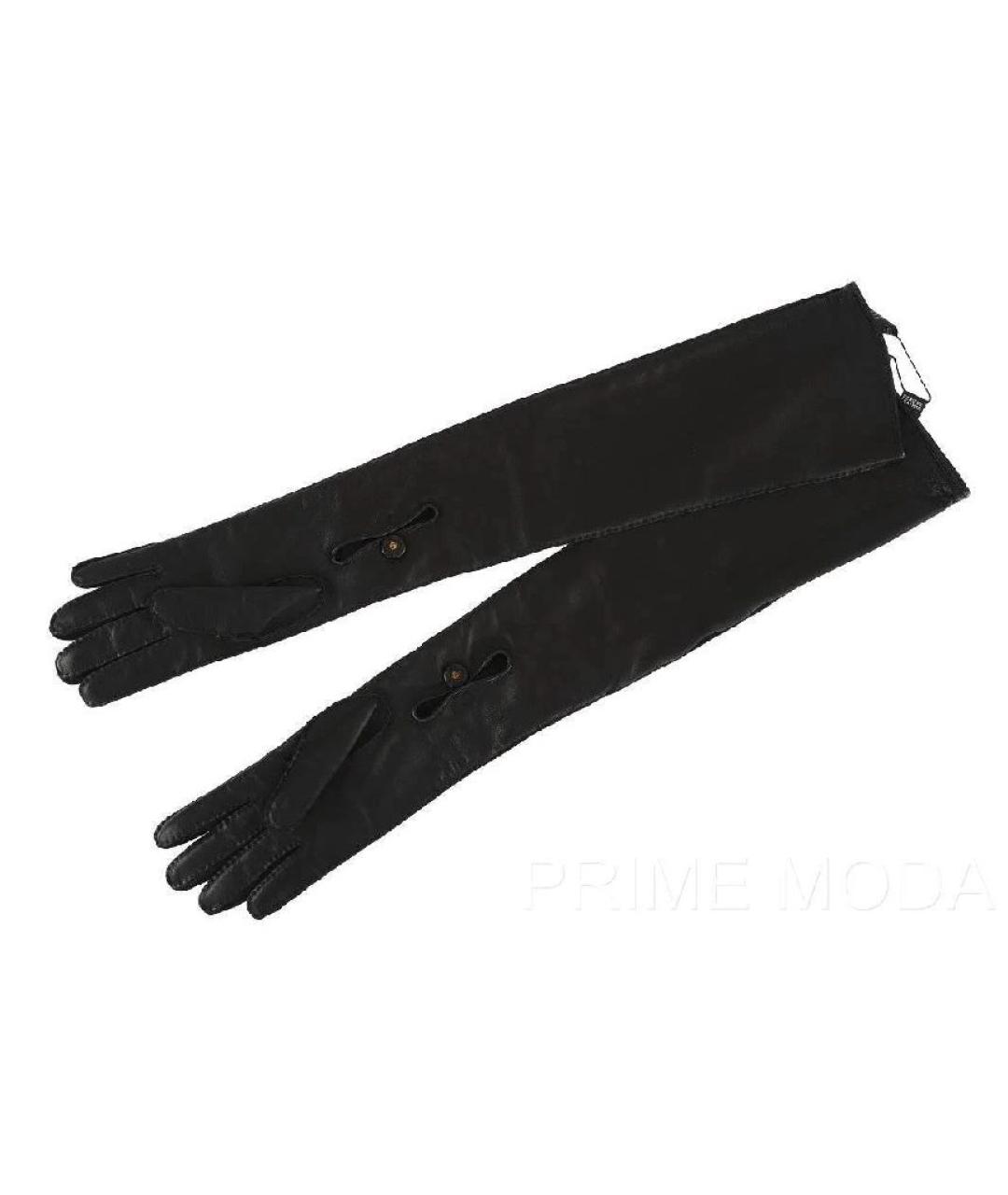 PRADA Черные кожаные перчатки, фото 1