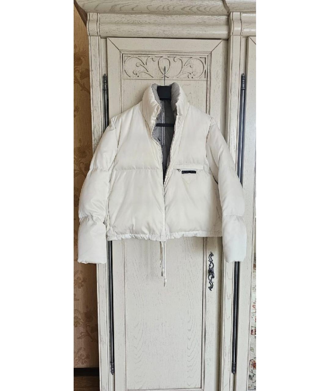 PRADA Белый полиэстеровый пуховик, фото 8