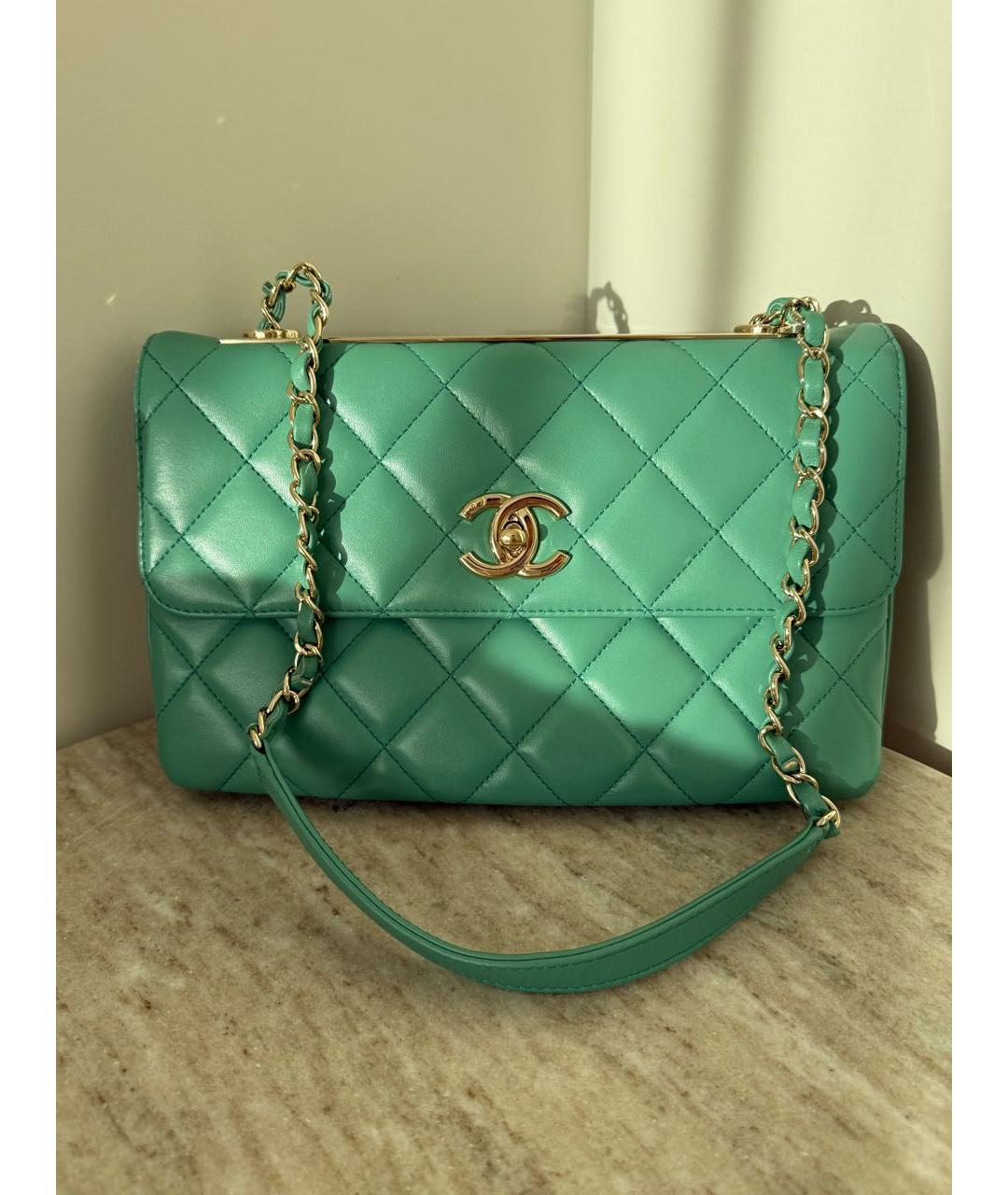 CHANEL Зеленая кожаная сумка через плечо, фото 9