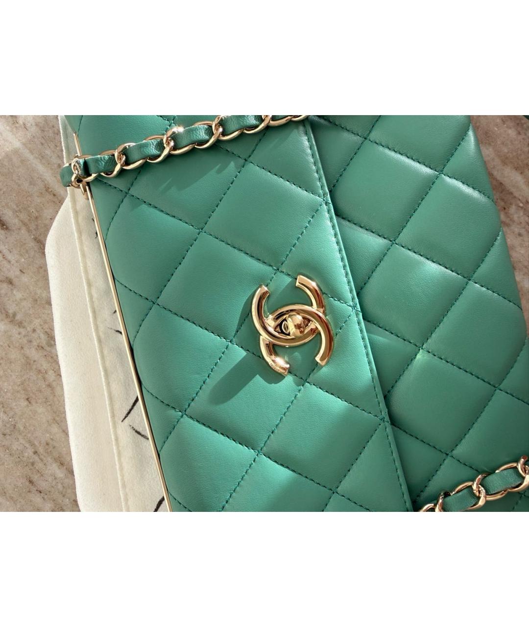 CHANEL Зеленая кожаная сумка через плечо, фото 8