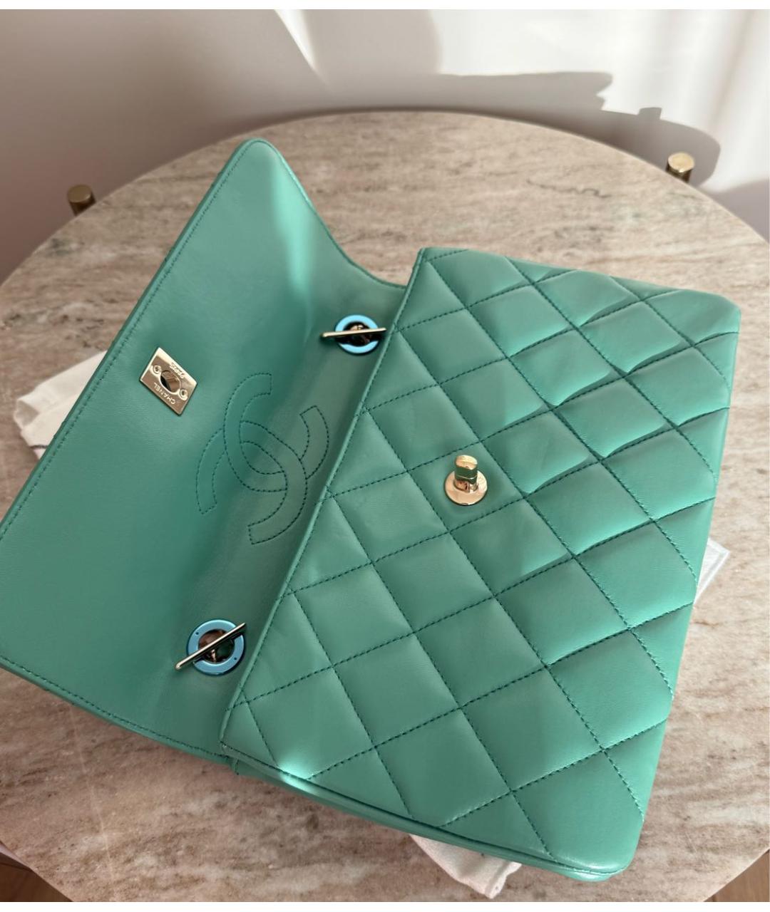 CHANEL Зеленая кожаная сумка через плечо, фото 7